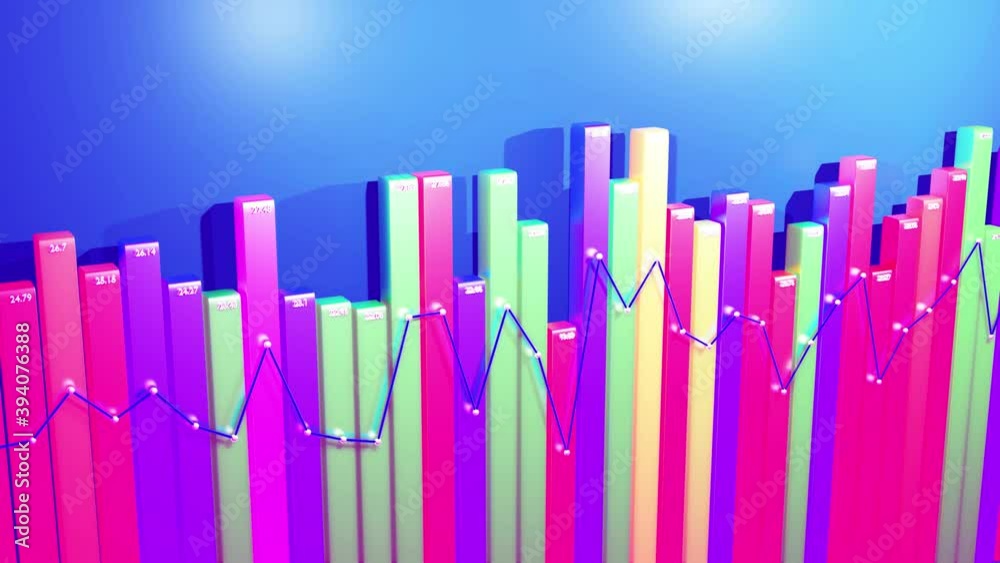 beautiful 3d looped background for analytical programs with abstract infographics, statistical data. Multicolor bars, counters and graph. 3d columns smoothly move up and down in loop. Financial bg beautiful 3d looped background for analytical programs with abstract infographics, statistical data. Multicolor bars, counters and graph. 3d columns smoothly move up and down in loop. Financial bg