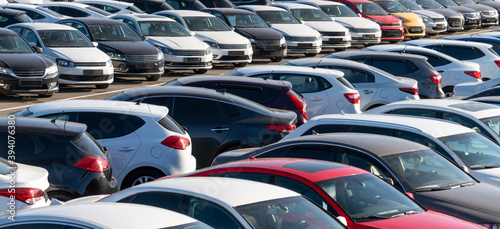 Cars in a row. Used car sales 