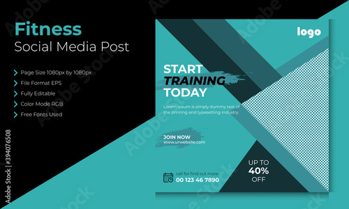 Fitness Social media template vector