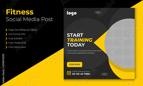 Fitness Social media template vector