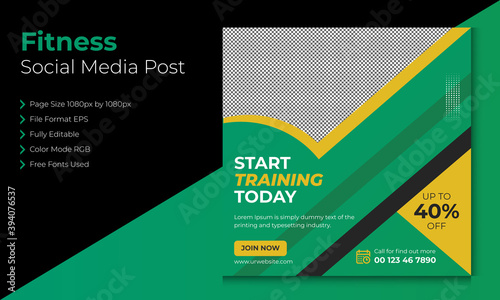 Fitness Social media template vector