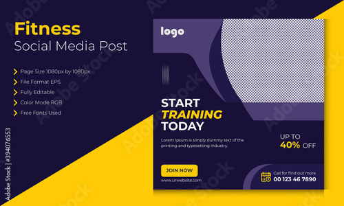Fitness Social media template vector