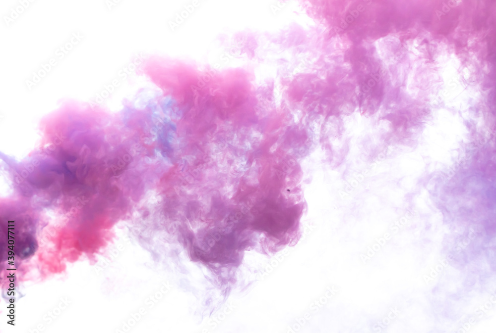 Fototapeta premium Blue and pink smoke isolated on a white