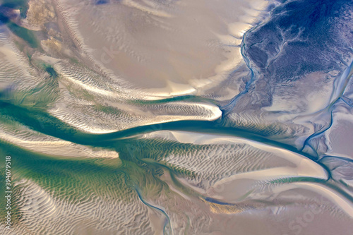 Fototapeta Priele in der Nordsee Luftbild des Wattenmeer Nordsee aus der Luft