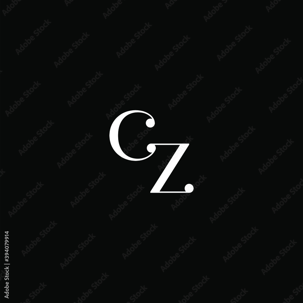 C Z letter logo abstract design on black color background, cz monogram - obrazy, fototapety, plakaty 