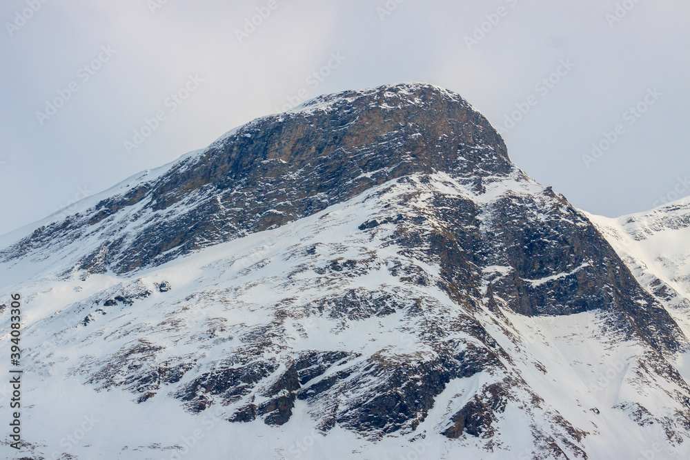 Single tall peak of the Alpine mountains