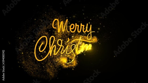 Merry Christmas Text Particle Animation with PNG Alpha Background