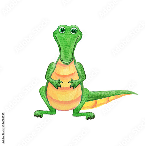 Fototapeta Naklejka Na Ścianę i Meble -  Cute green crocodile, funny reptile.