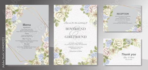 Elegant beautiful floral and wedding invitation