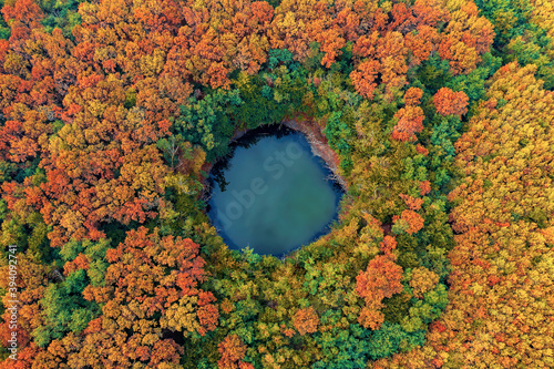 Bottomless Lake next to Mezohegyes city.  People also called crater lake. generated after an explosition  during natural gas exploration in 1961. photo