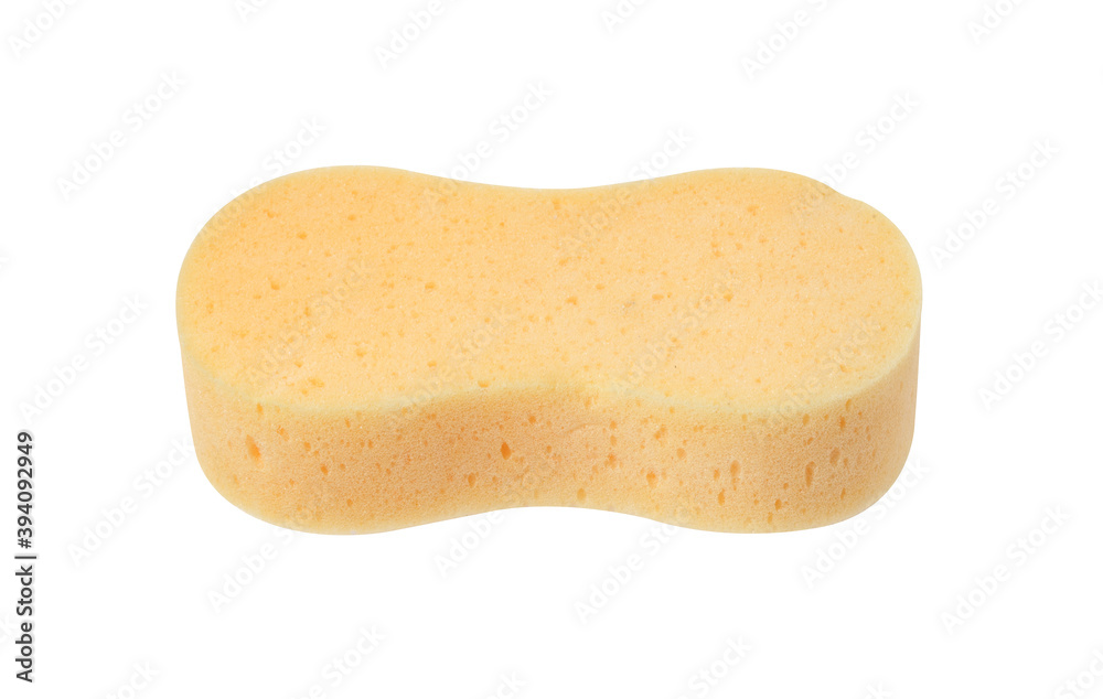 Yellow sponge on the white background Yellow sponge on the white background