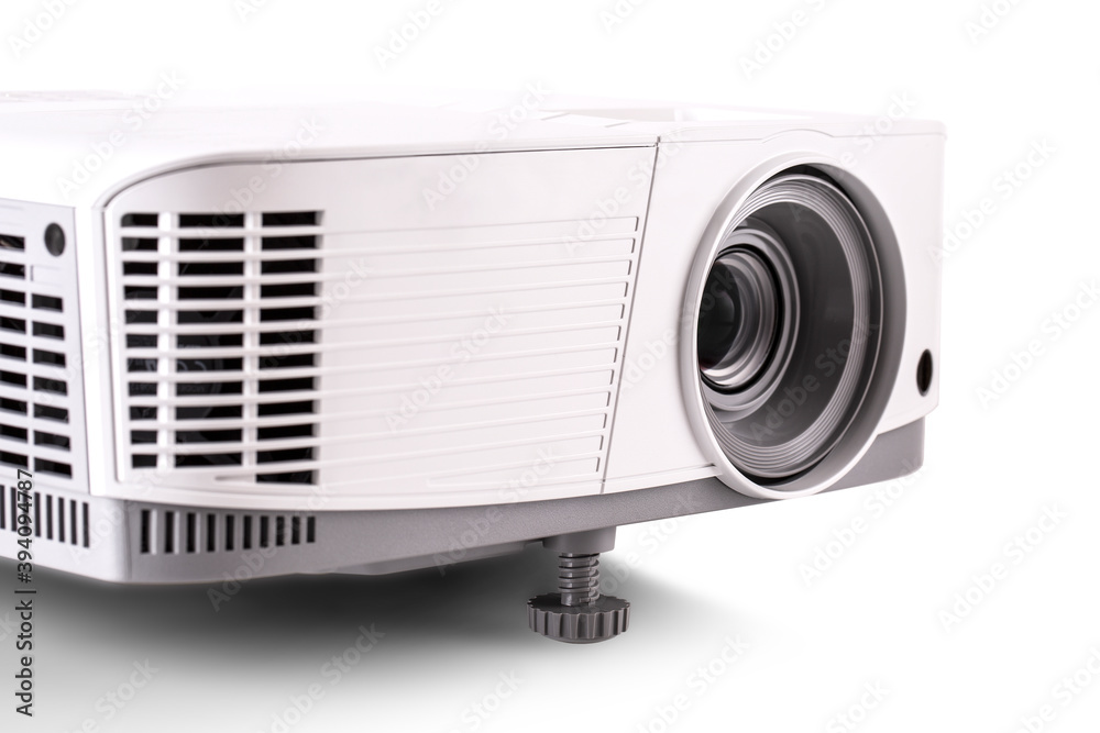 White multimedia projector isolated on white background White multimedia projector isolated on white background
