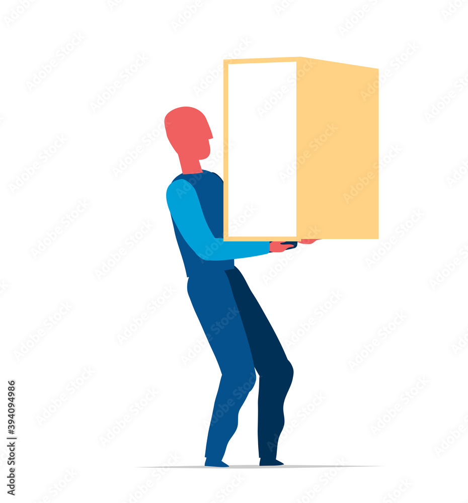 Uomo che porta un grande pacco Uomo che porta un grande pacco
