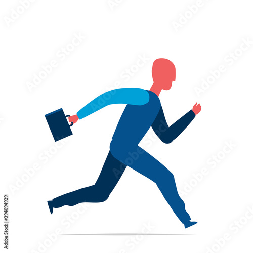 Uomo d'affari che corre con la valigia 