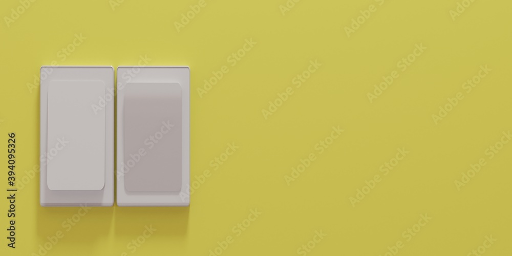 Two switch isolated on yellow background. 3d rendering. Two switch isolated on yellow background. 3d rendering.