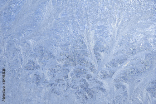 Beautiful Closeup Winter Window Pane Coated Shiny Icy Frost Patterns