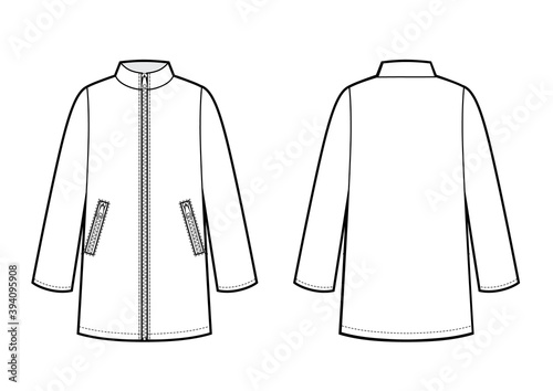 Raincoat female with long sleeves and pockets. vector illustration. photo