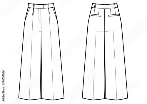 Fashion technical drawing of culottes