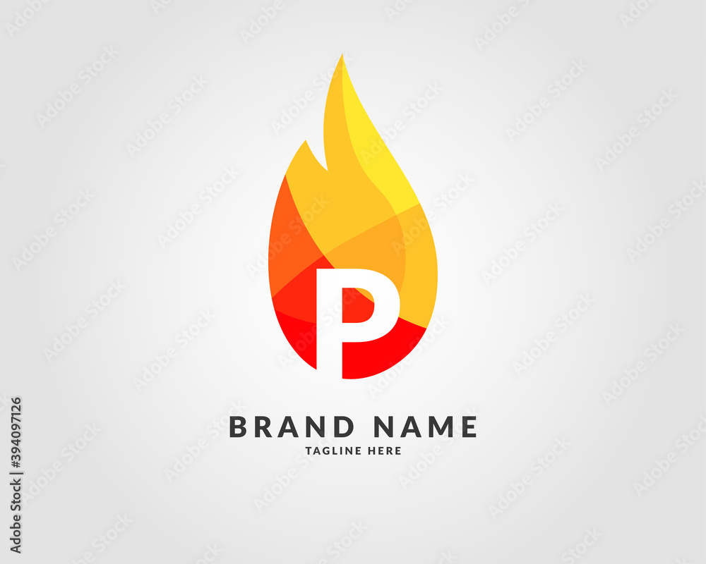 letter P modern flame trendy bright logo design for creative and energic company letter P modern flame trendy bright logo design for creative and energic company