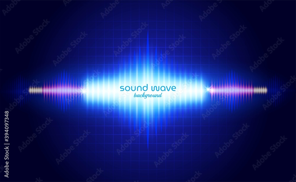 Fototapeta premium Sound Wave Background with Blue Neon Light