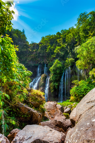 Grand Galet waterfall on the Langevin river located in Saint-Joseph, one of the most beautiful waterfall on Reunion Island