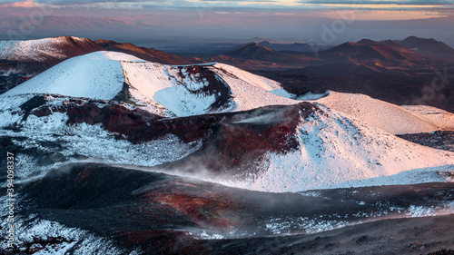Fototapeta Naklejka Na Ścianę i Meble -  Cinder cone of the Tolbachik stratovolcano in the southern part of Kamchatka Region, Russia. Being a part of the national park, it is one of the most popular volcano located Kamchatka peninsula.