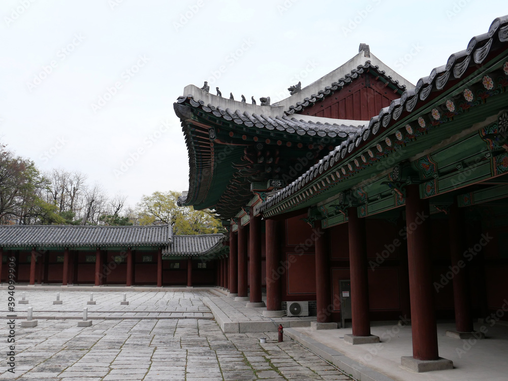 Korean traditional architecture in autumn