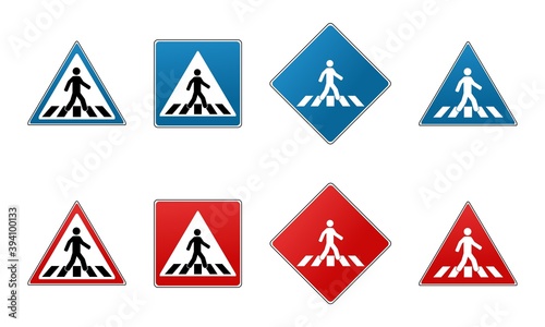 Set of pedestrian crossing signboard. Crosswalk sign. Illustration vector