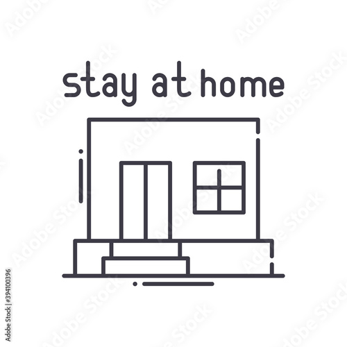 Don`t leave home icon, linear isolated illustration, thin line vector, web design sign, outline concept symbol with editable stroke on white background.