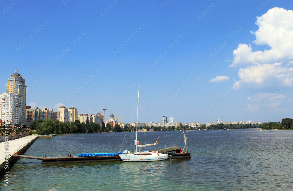Quay and boat in Kiev