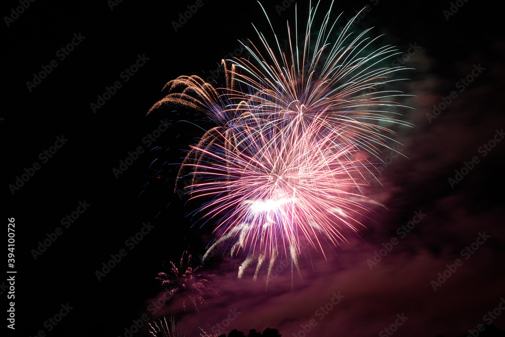 Fireworks also display pyrotechnics in a black night sky, magnificent rainbow colors. Germany. Fireworks also display pyrotechnics in a black night sky, magnificent rainbow colors. Germany.