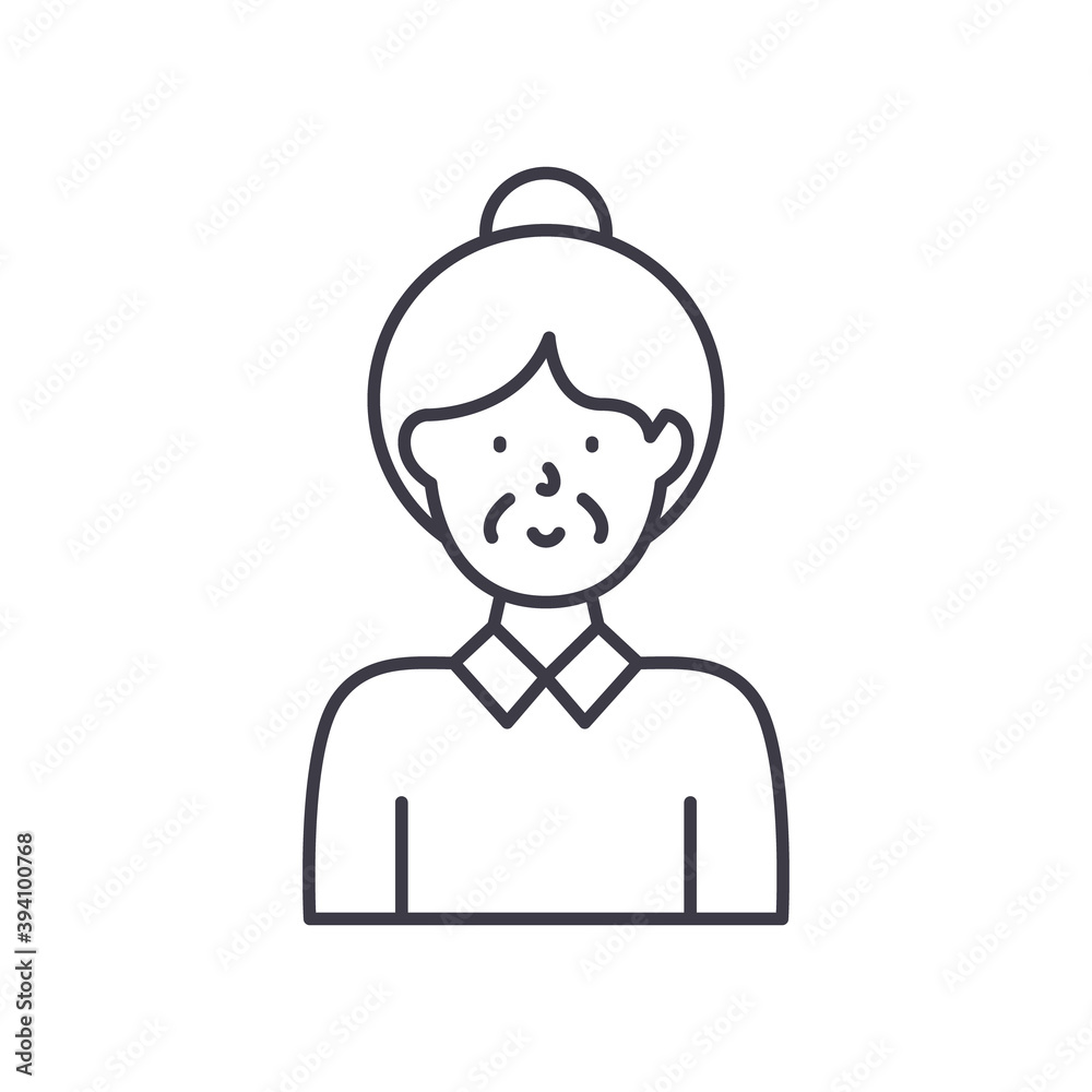 Don1t contact elderly icon, linear isolated illustration, thin line vector, web design sign, outline concept symbol with editable stroke on white background. Don1t contact elderly icon, linear isolated illustration, thin line vector, web design sign, outline concept symbol with editable stroke on white background.