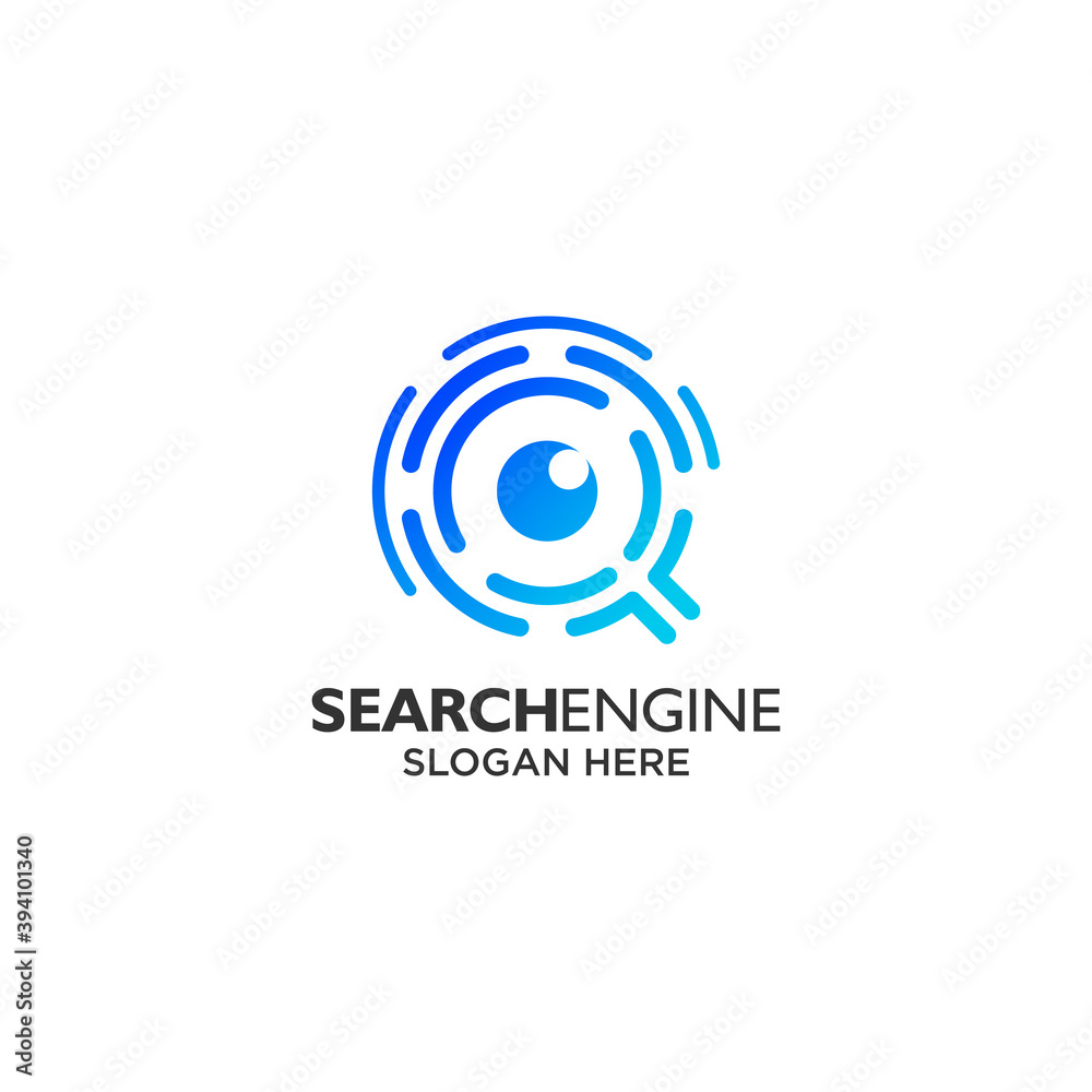 eye and magnifying glass for search engine logo design