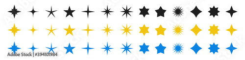 Star icon set. Twinkling stars collection. Sparkles, shining burst vector elements. Symbols star isolated on white background.