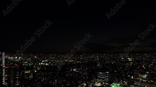 Wallpaper Mural TOKYO, JAPAN : Aerial high angle sunrise CITYSCAPE of TOKYO. View of buildings around Shinjuku and Nakano ward, shot from Ikebukuro city. Long time lapse shot night to morning. Torontodigital.ca