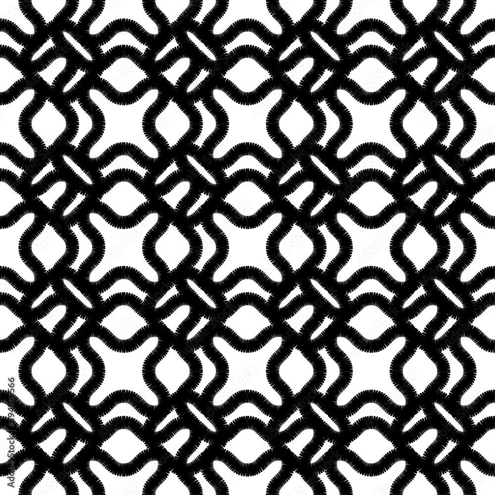 Naklejka premium Mosaic with geometric shapes. Seamless pattern. Design with manual hatching. Textile. Ethnic boho ornament. Vector illustration for web design or print.