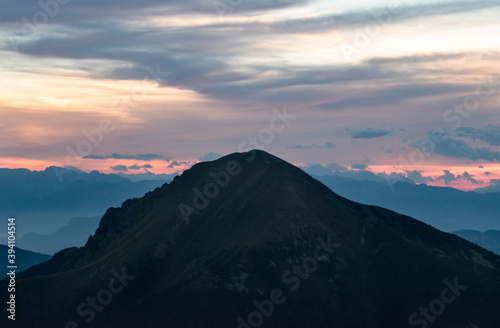 Sunset on Schwarz horn in Fiemme Valley  Trentino   Italy