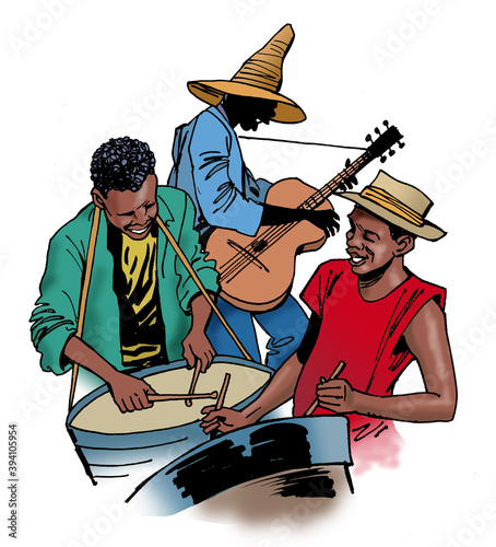 Photography Three Caribbean men play music
