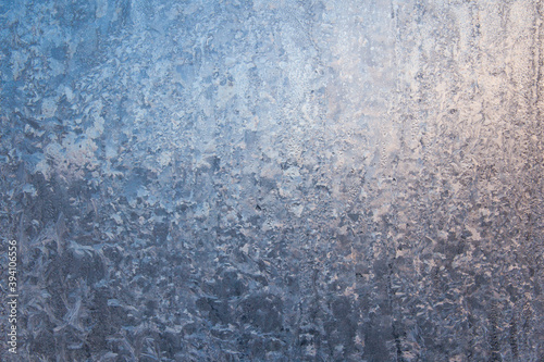 Beautiful Closeup Winter Window Pane Coated Shiny Icy Frost Patterns