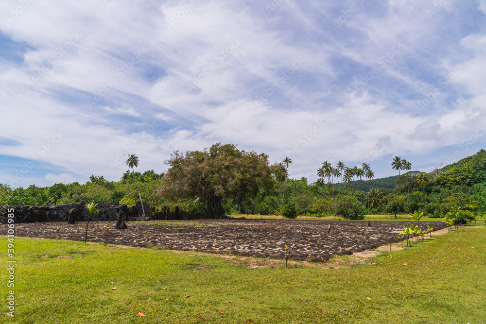 the ruins of the maori temple Raiatea, french polynesia, Marae Taputapuatea Oceania, 