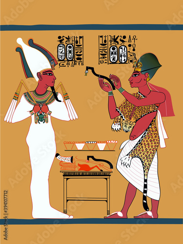 Ägyptische Wandmalerei Egypt Painting Tutanchamun Pharao Grabmalerei