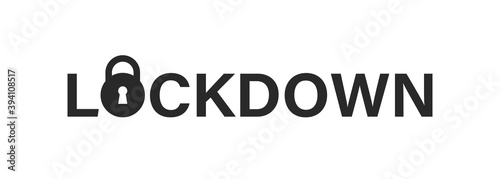 Quarantine lockdown. Lock black icon, isolatred vector. Pandemic coronavirus