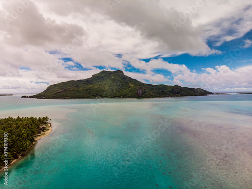 tropical island in polynesia sea lagoon maupiti