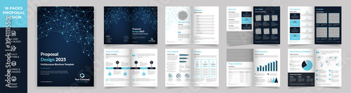 16 page Multipurpose Brochure template, simple style and modern layout, Elements of infographics for Business Proposal, presentations, Annual report, Company Profile, Corporate report, advertising photo
