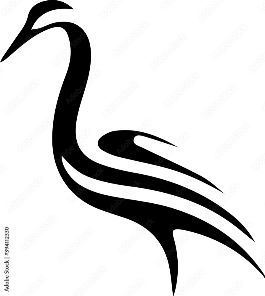 Stork outline design vector illustration. Line art heron logo design ...