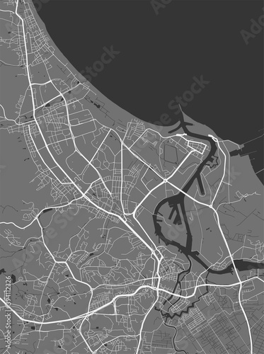 Urban city map of Gdansk. Vector poster. Grayscale street map.