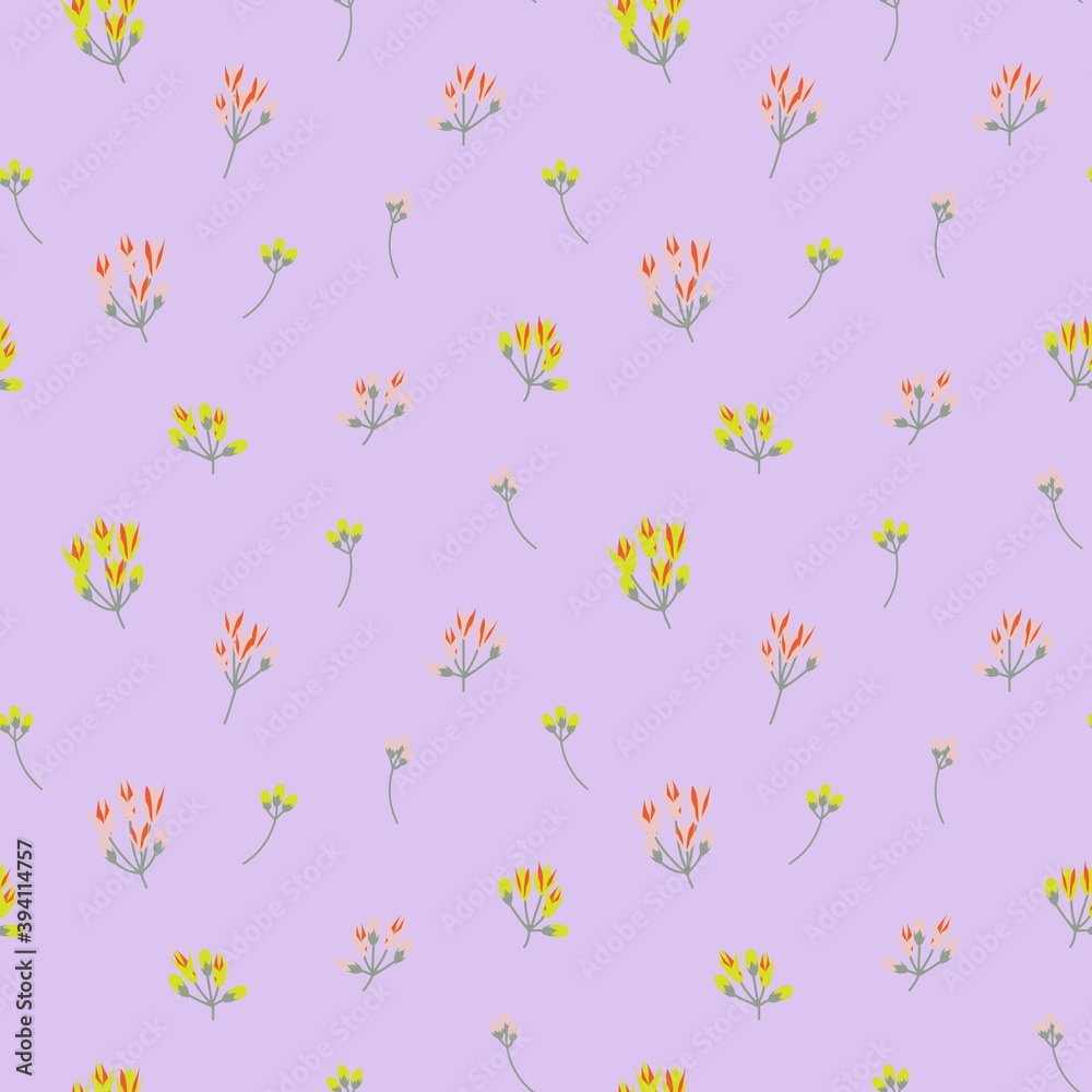 Purple Botanical Floral Seamless Pattern Background