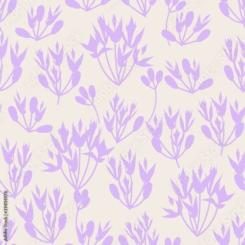 Purple Botanical Floral Seamless Pattern Background