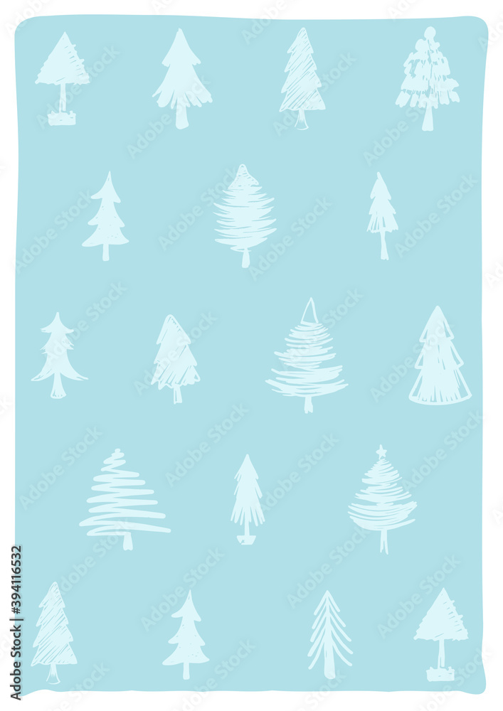 christmas greetings card template with christmas trees pattern. christmas festive texture greetings card background. winter holiday background.
