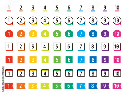カラフルな数字アイコン-Colorful number icons